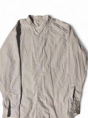 Uniqlo Men's Striped Band Collar Long Sleeve Shirt Size M